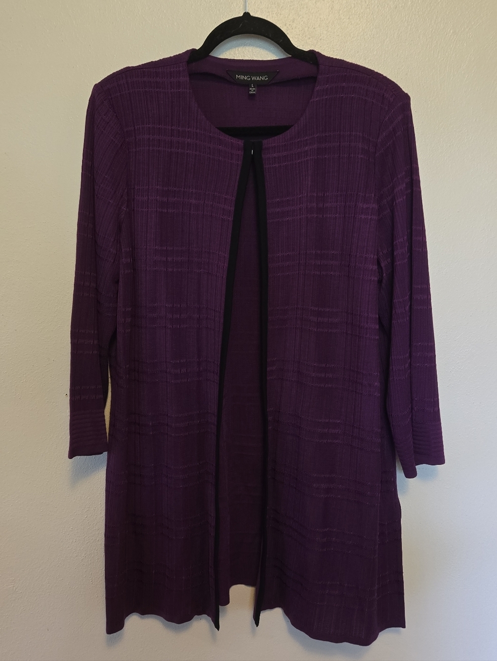 Ming Wang Cardigan Open Front Purple L